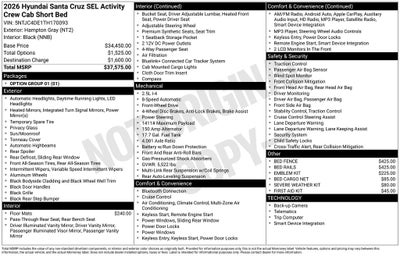 2026 Hyundai Santa Cruz SEL