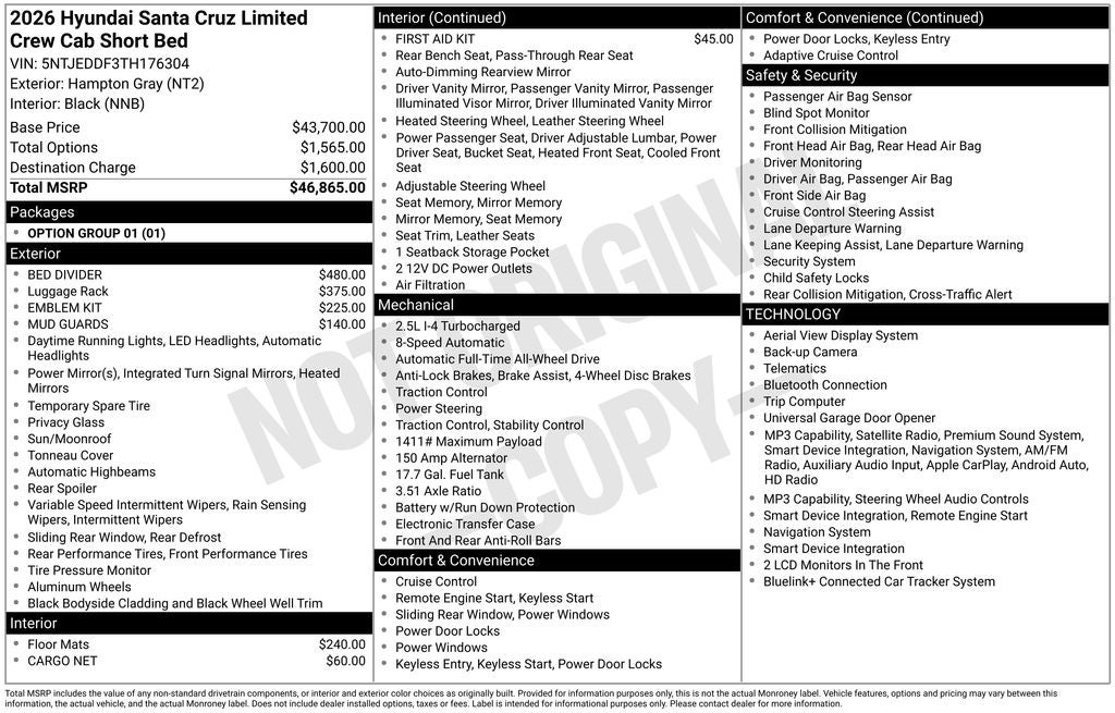 2026 Hyundai Santa Cruz Limited