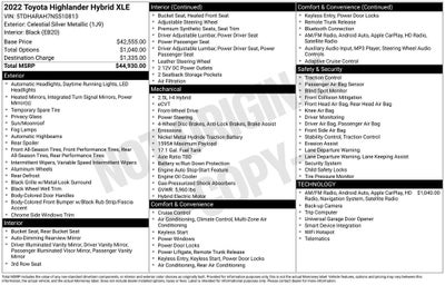 2022 Toyota Highlander Hybrid XLE