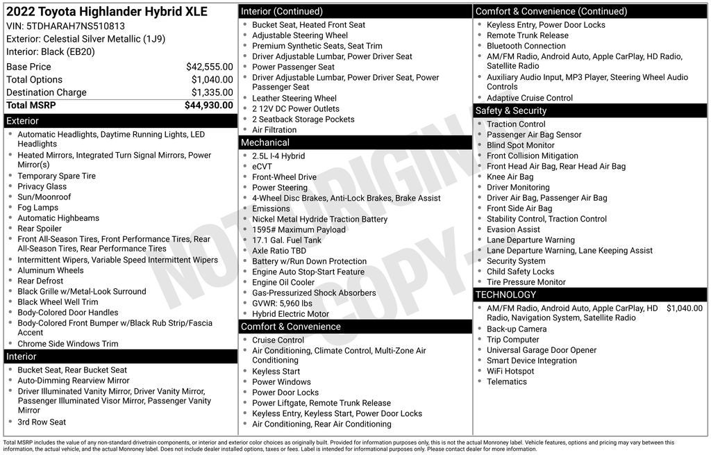 2022 Toyota Highlander Hybrid XLE