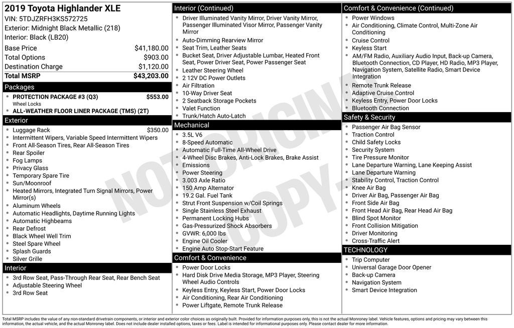 2019 Toyota Highlander Base