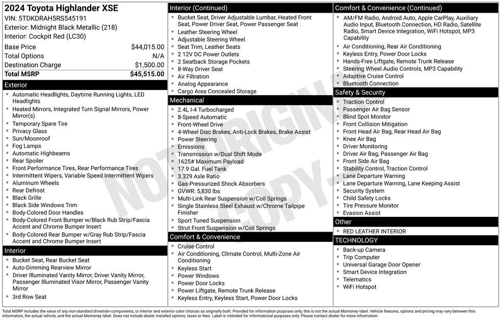 2024 Toyota Highlander XSE