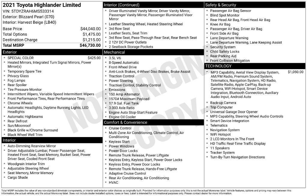 2021 Toyota Highlander Limited