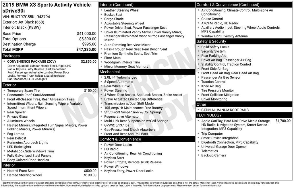 2019 BMW X3 sDrive30i