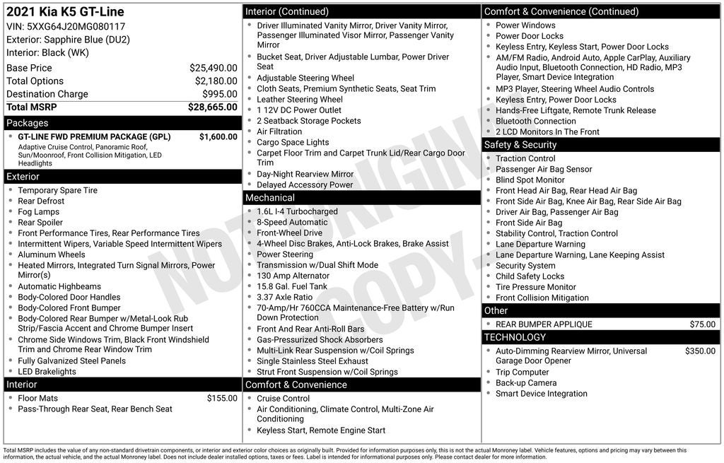 2021 Kia K5 GT-Line