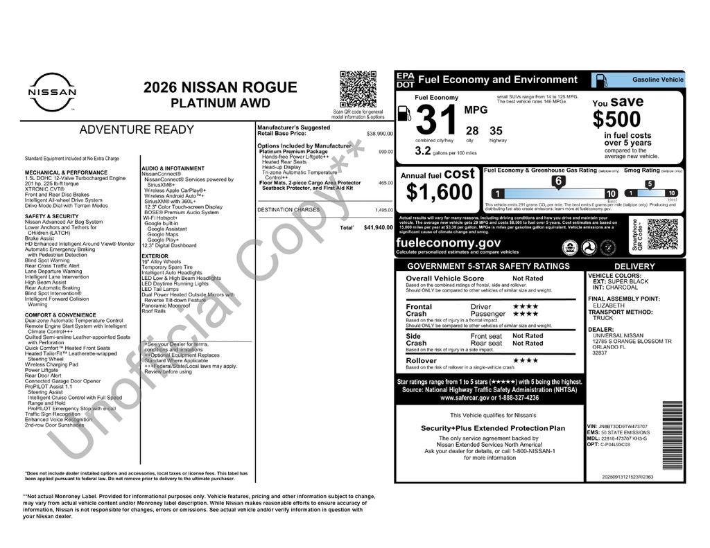 2026 Nissan Rogue Platinum