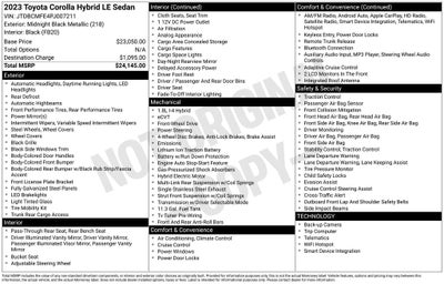 2023 Toyota Corolla Hybrid LE
