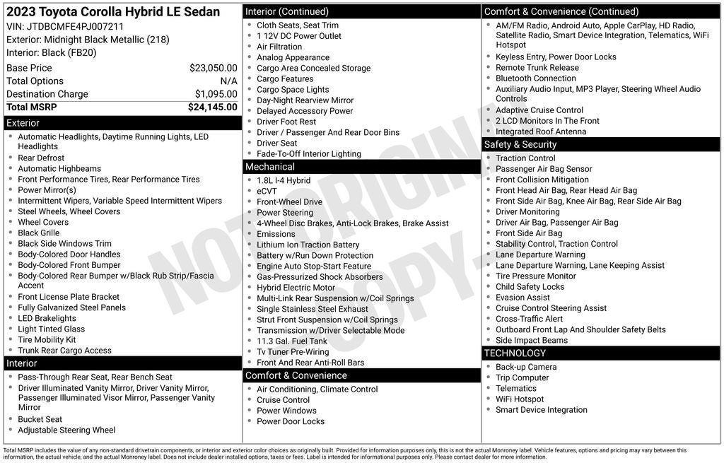 2023 Toyota Corolla Hybrid LE
