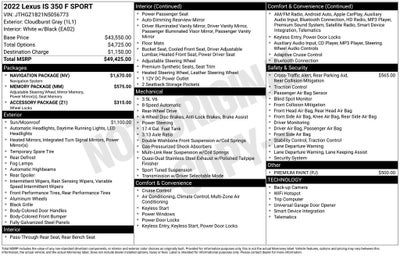 2022 Lexus IS 350 F SPORT