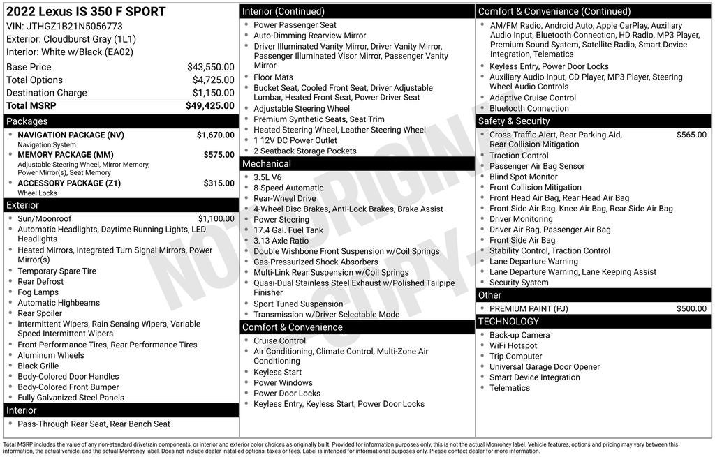 2022 Lexus IS 350 F SPORT