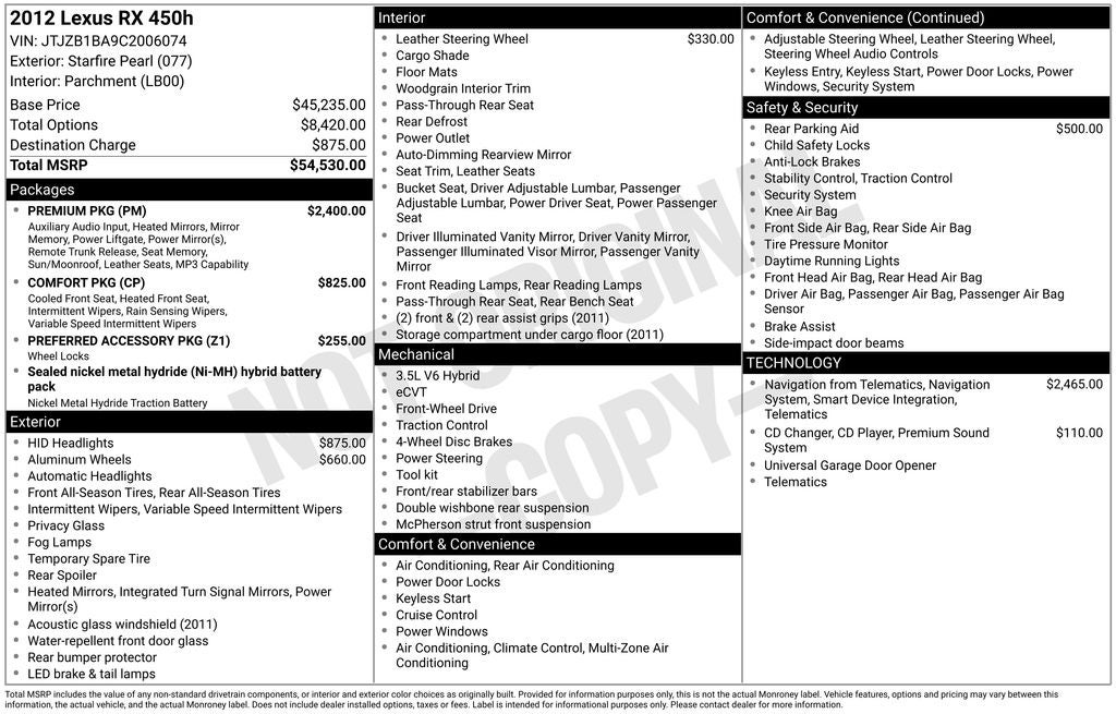 2012 Lexus RX 450h