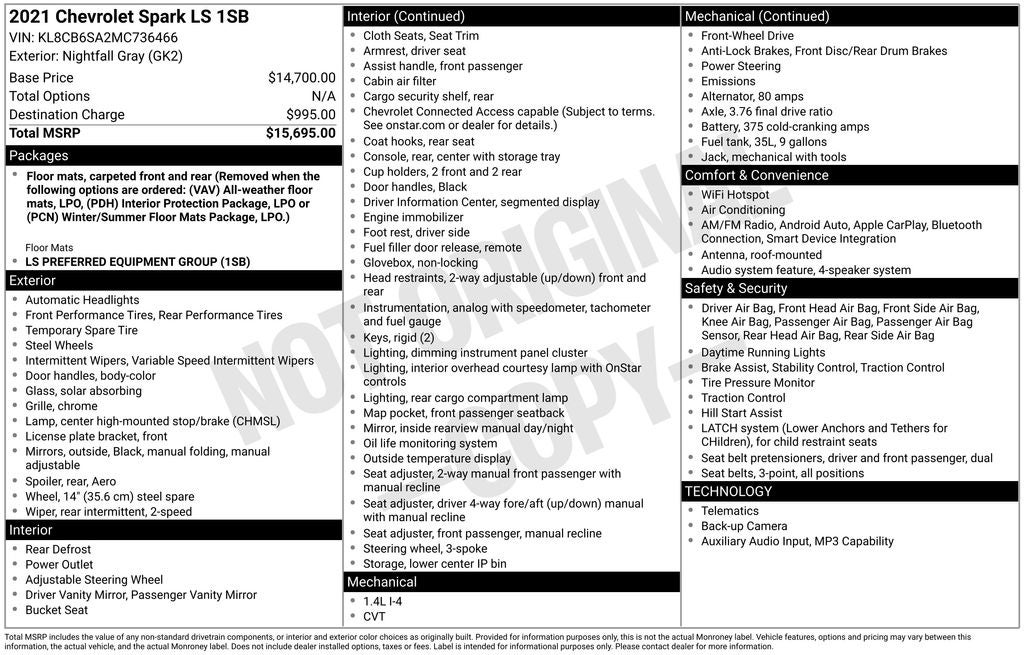 2021 Chevrolet Spark LS