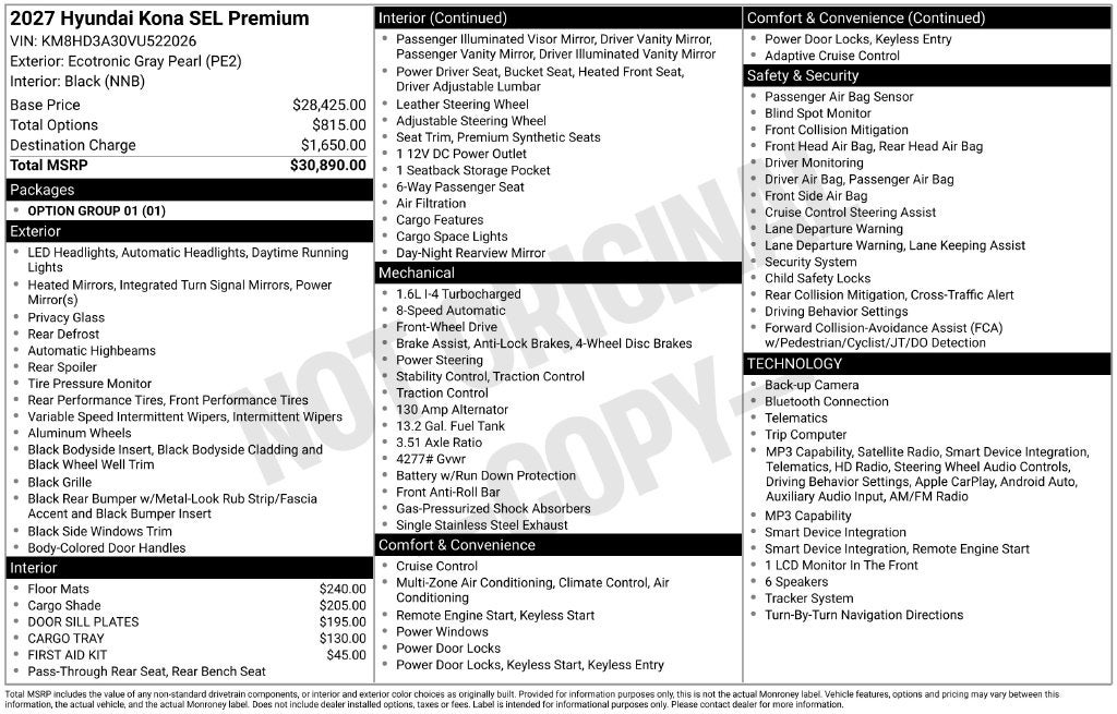 2027 Hyundai Kona SEL Premium