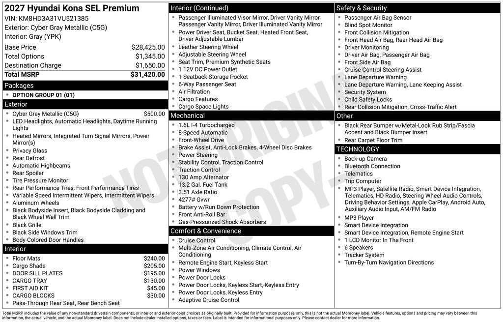 2027 Hyundai Kona SEL Premium
