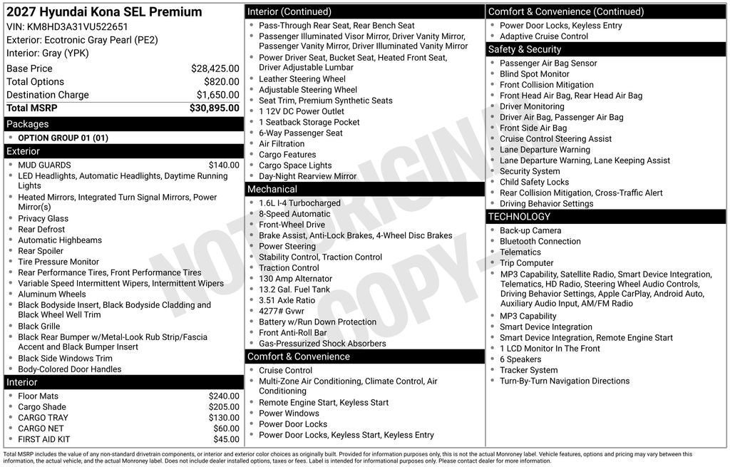 2027 Hyundai Kona SEL Premium