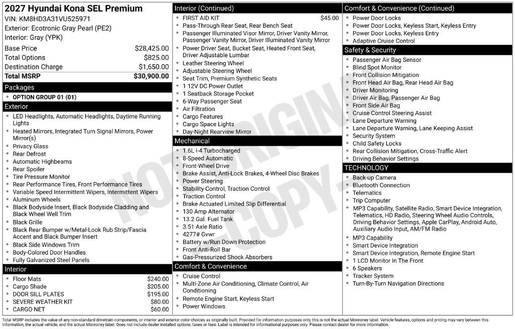 2027 Hyundai Kona SEL Premium