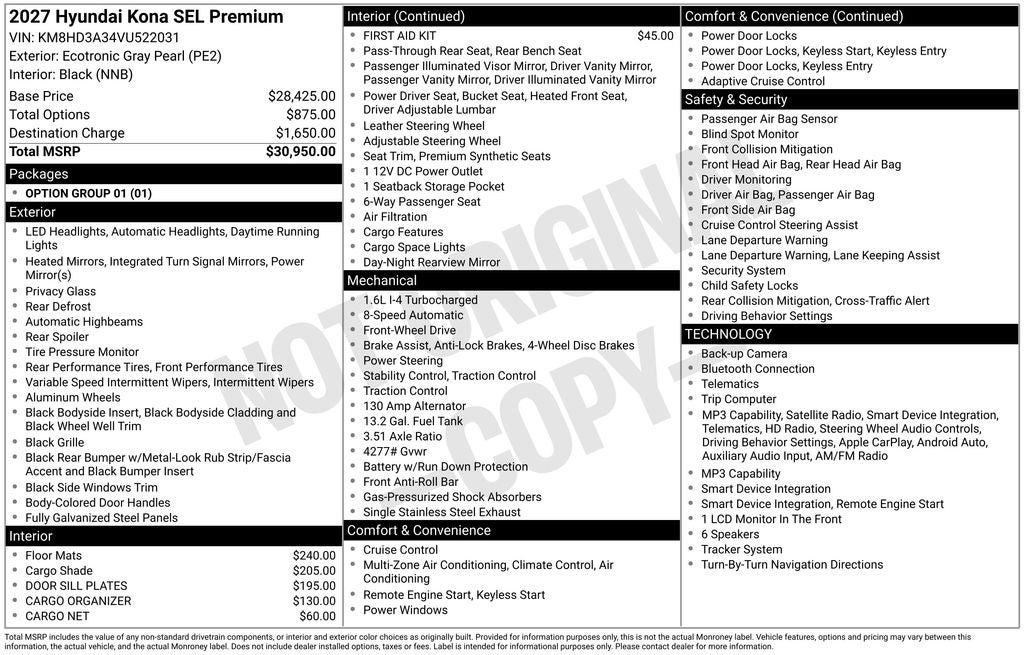 2027 Hyundai Kona SEL Premium
