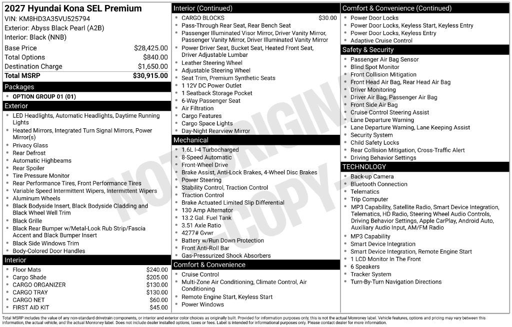 2027 Hyundai Kona SEL Premium