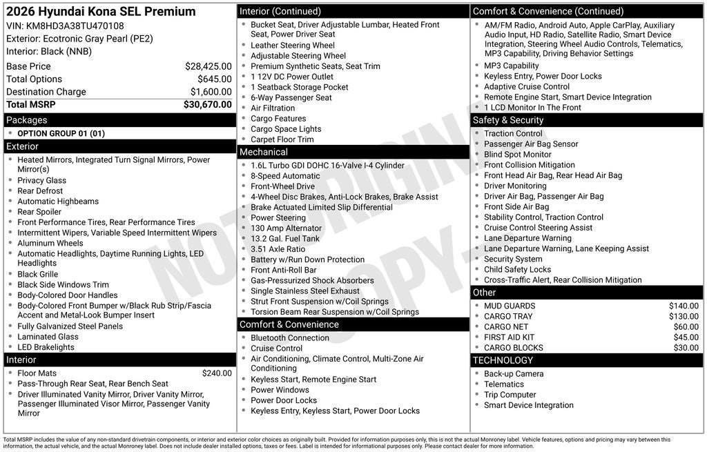 2026 Hyundai Kona SEL Premium