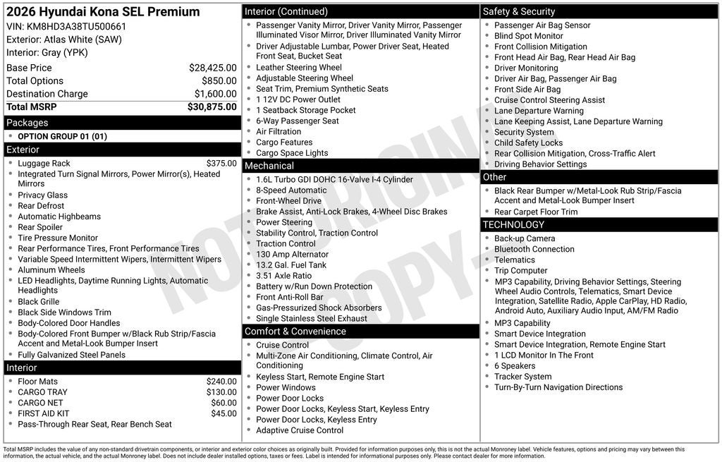 2026 Hyundai Kona SEL Premium