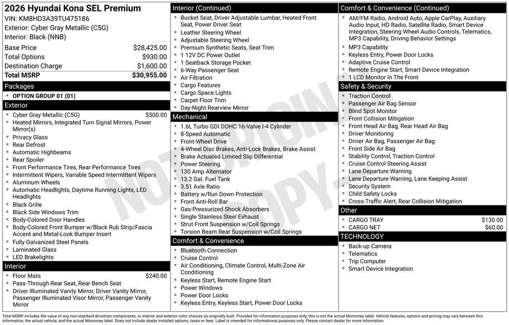 2026 Hyundai Kona SEL Premium