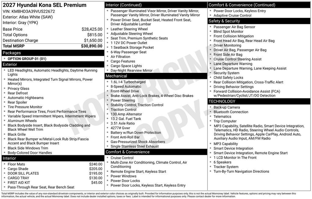 2027 Hyundai Kona SEL Premium