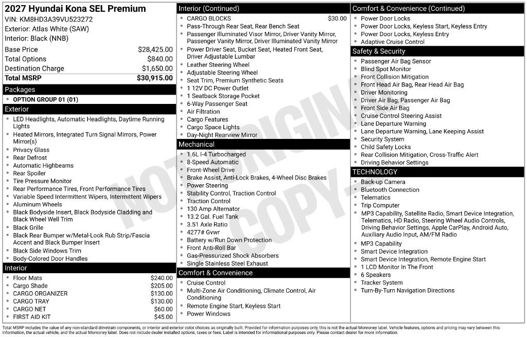 2027 Hyundai Kona SEL Premium