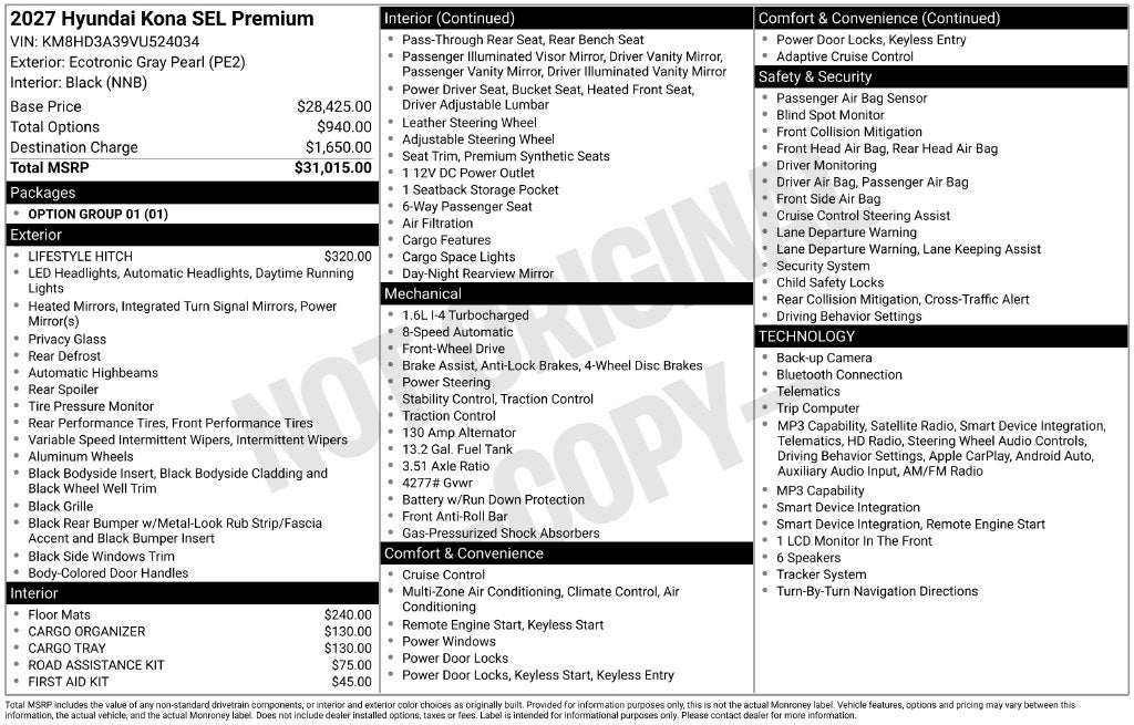 2027 Hyundai Kona SEL Premium