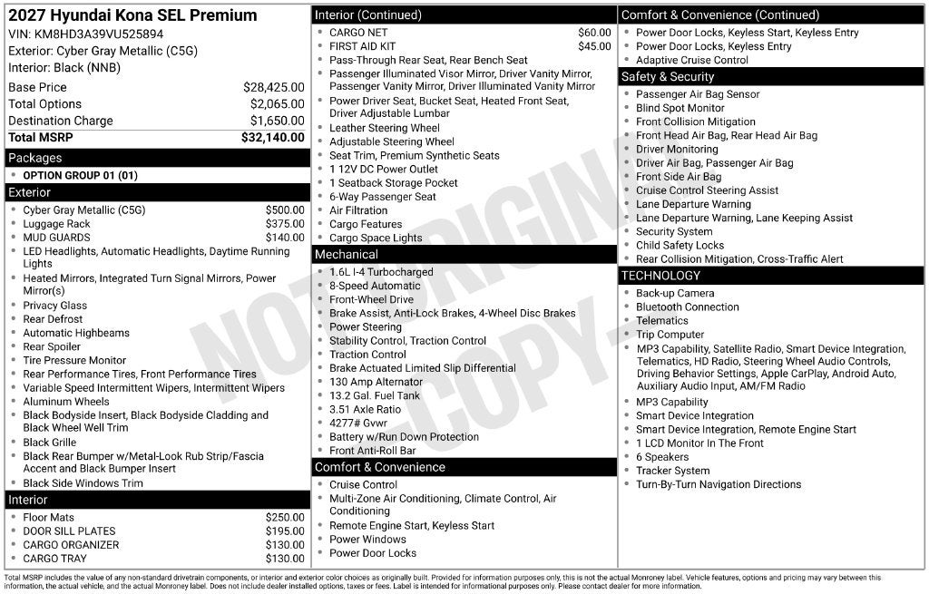 2027 Hyundai Kona SEL Premium