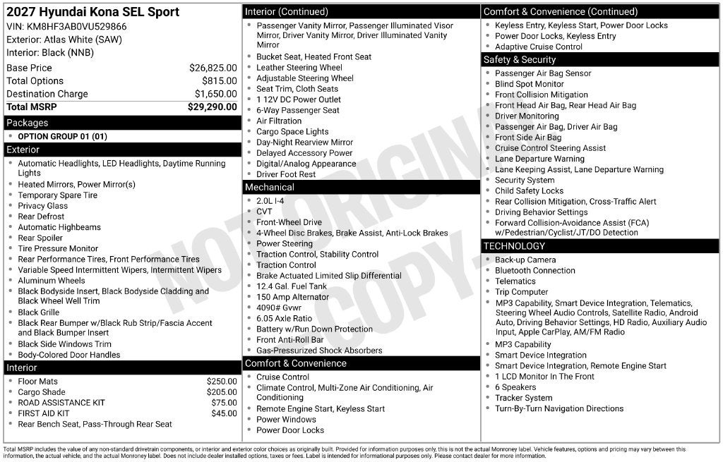 2027 Hyundai Kona SEL Sport