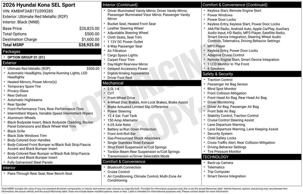2026 Hyundai Kona SEL Sport
