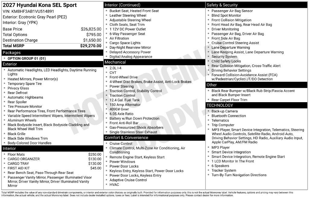 2027 Hyundai Kona SEL Sport