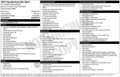 2027 Hyundai Kona SEL Sport
