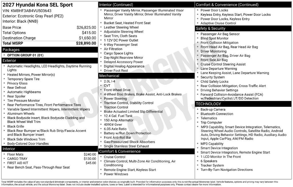 2027 Hyundai Kona SEL Sport
