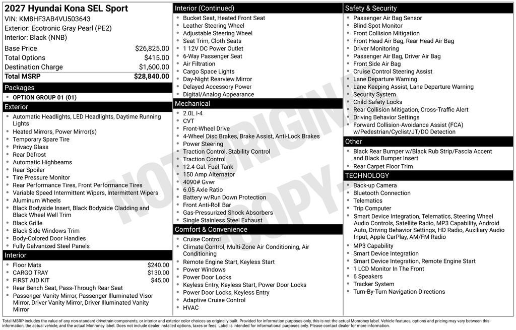 2027 Hyundai Kona SEL Sport