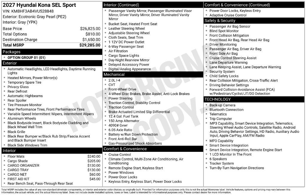 2027 Hyundai Kona SEL Sport