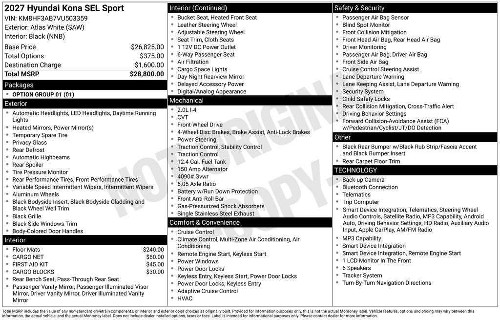 2027 Hyundai Kona SEL Sport
