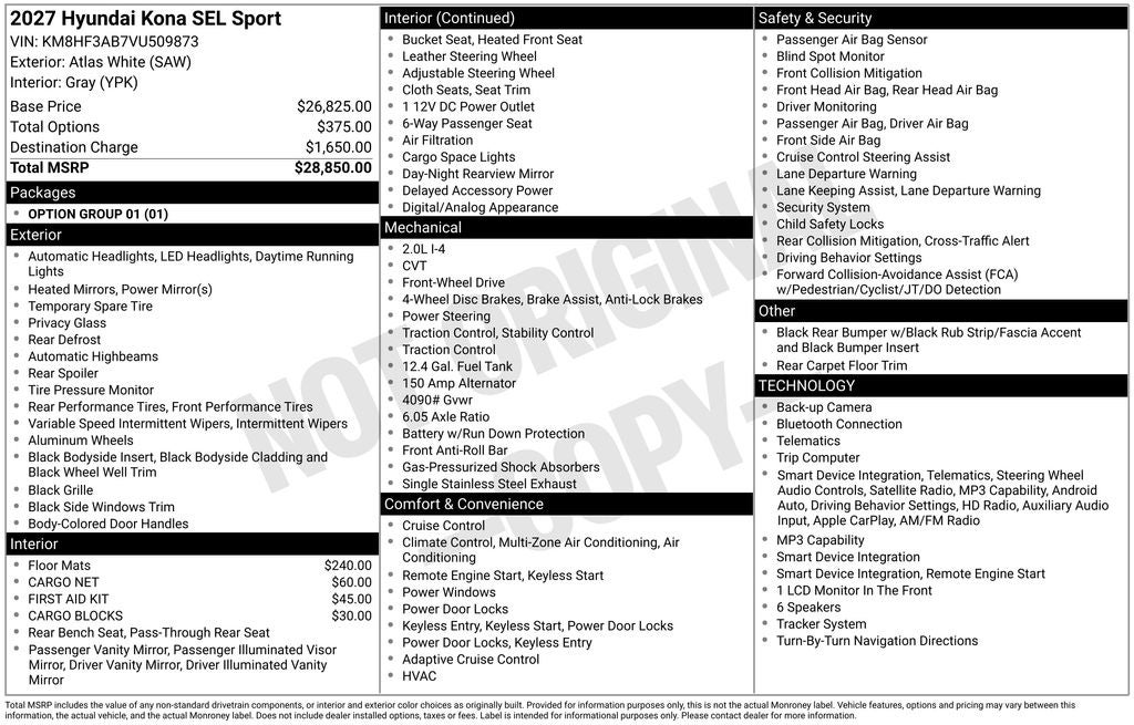 2027 Hyundai Kona SEL Sport