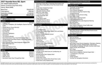 2027 Hyundai Kona SEL Sport