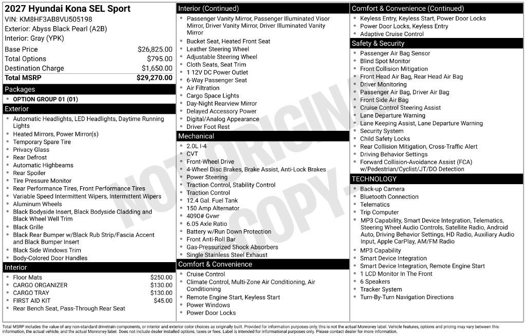 2027 Hyundai Kona SEL Sport