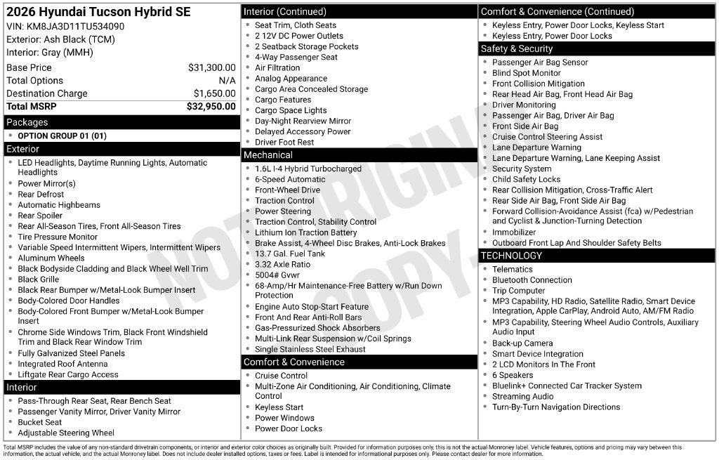 2026 Hyundai Tucson Hybrid SE