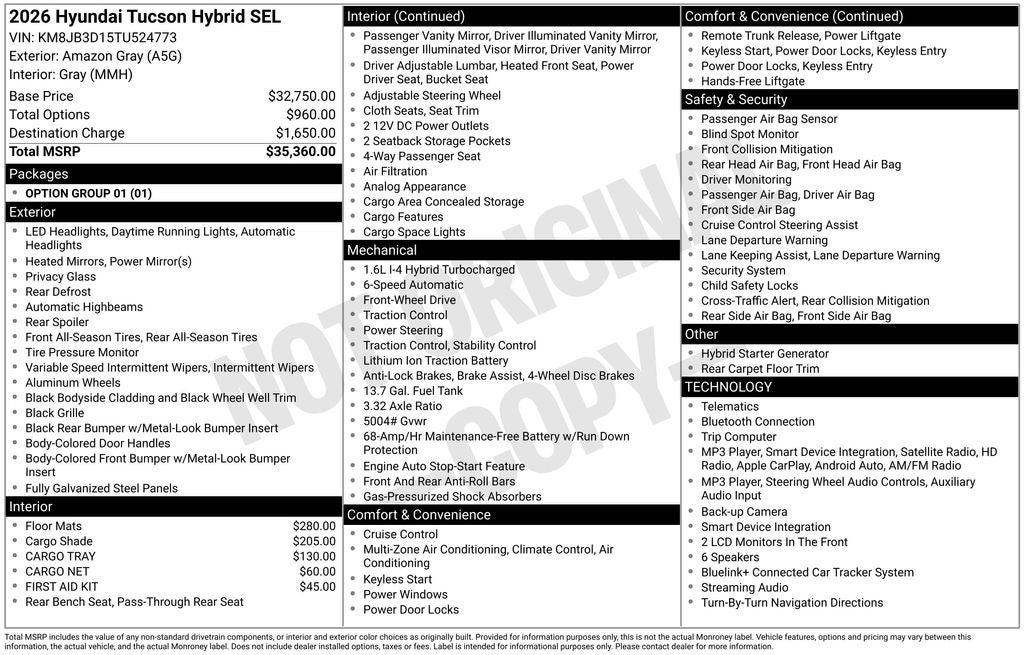 2026 Hyundai Tucson Hybrid SEL