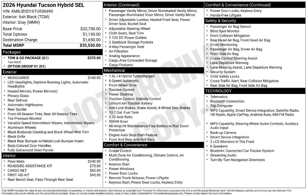 2026 Hyundai Tucson Hybrid SEL