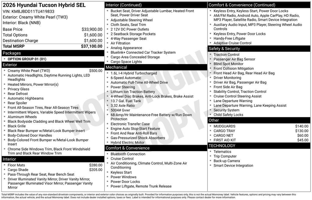 2026 Hyundai Tucson Hybrid SEL