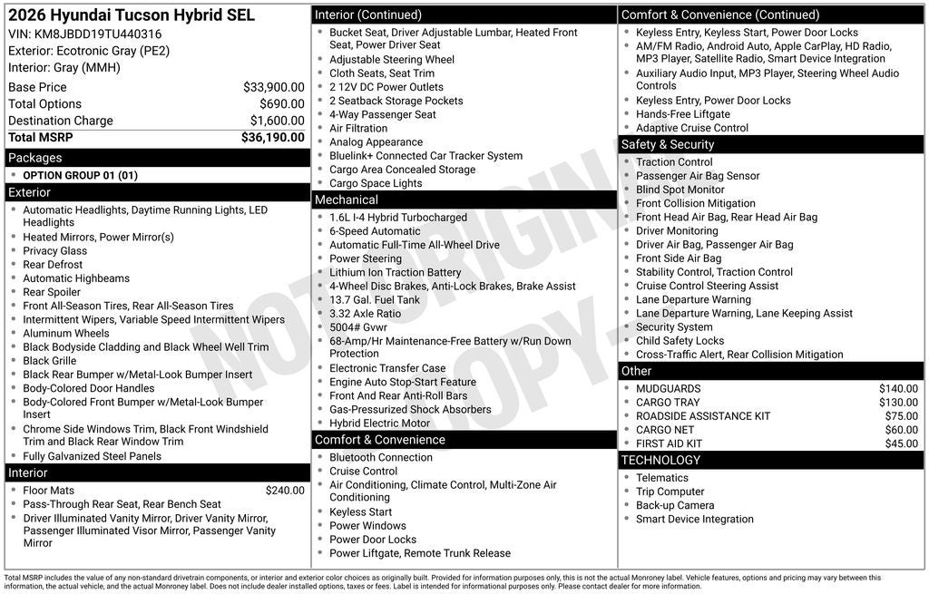 2026 Hyundai Tucson Hybrid SEL