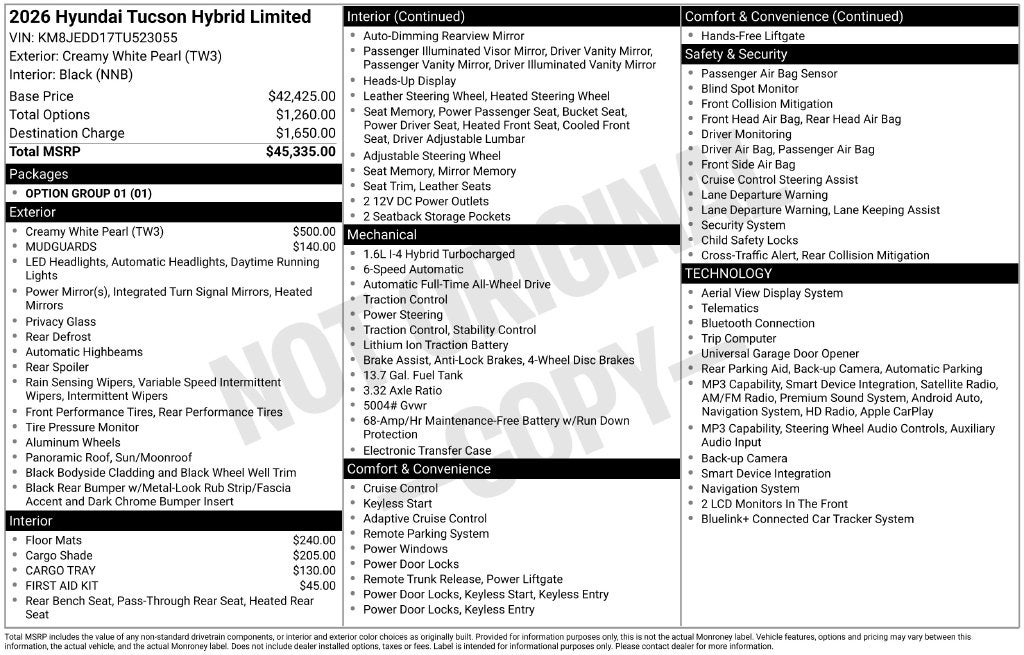 2026 Hyundai Tucson Hybrid Limited