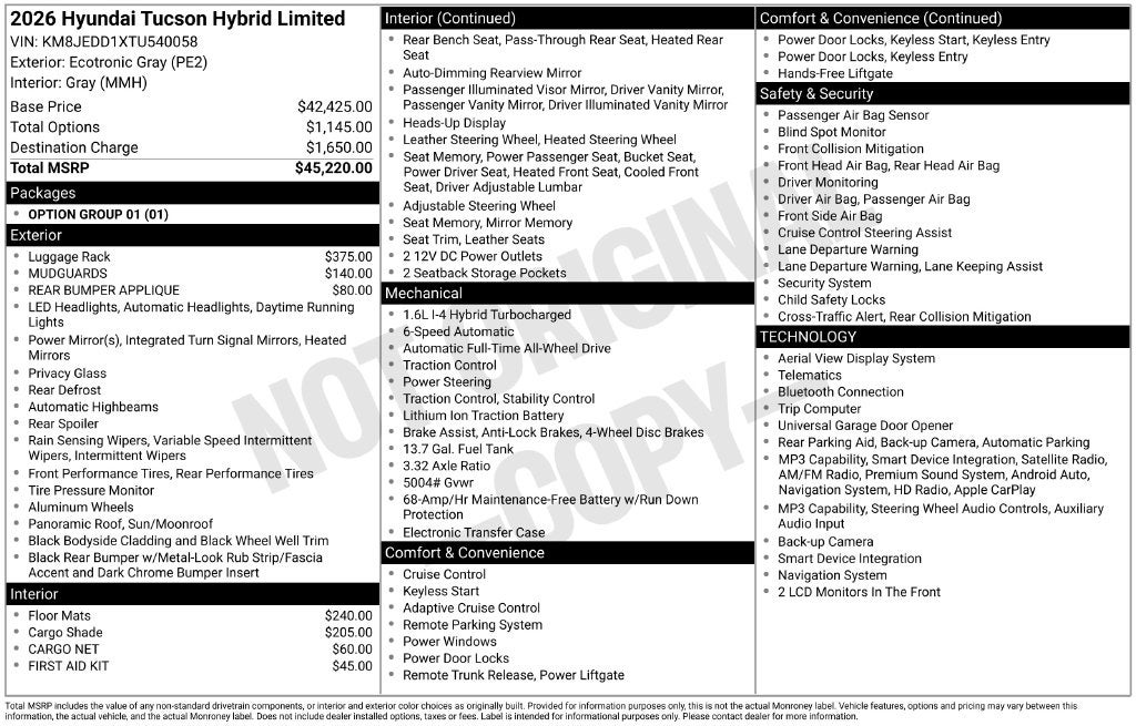 2026 Hyundai Tucson Hybrid Limited