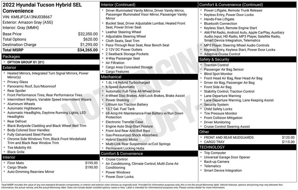 2022 Hyundai Tucson Hybrid SEL Convenience