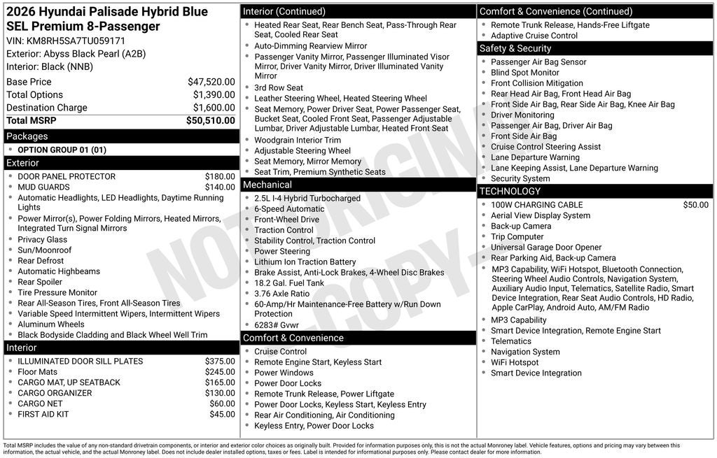 2026 Hyundai Palisade Hybrid Blue SEL Premium 8 Passenger