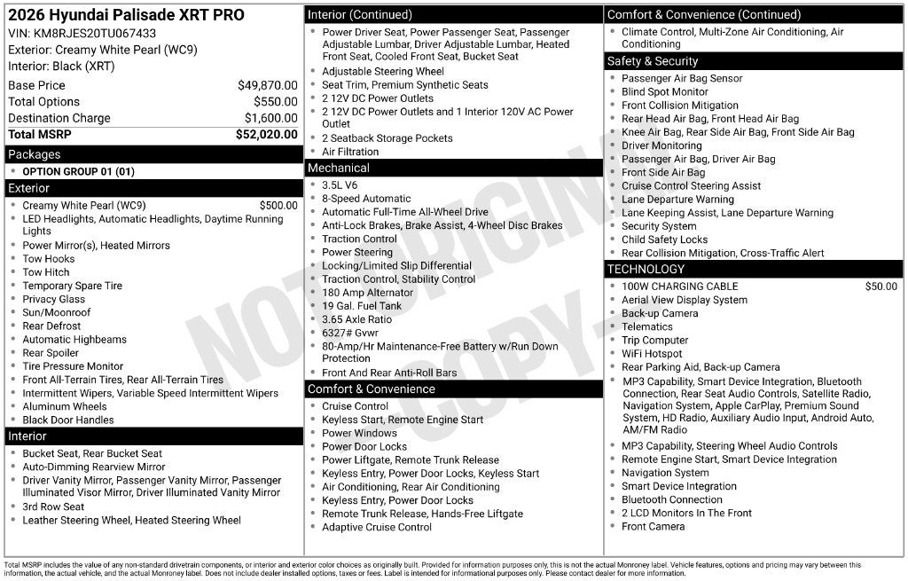 2026 Hyundai Palisade XRT Pro